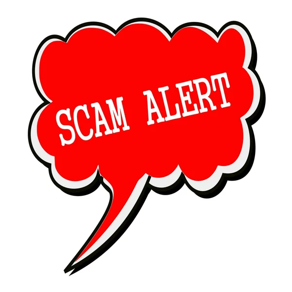 Scam alert білий штамп текст на червоний спливаючу підказку — стокове фото