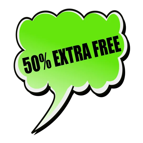 50% Extra Free texto de sello negro en verde Burbuja del habla —  Fotos de Stock
