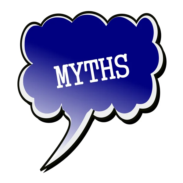Myths white stamp text on blueblack Speech Bubble — Stock Photo, Image
