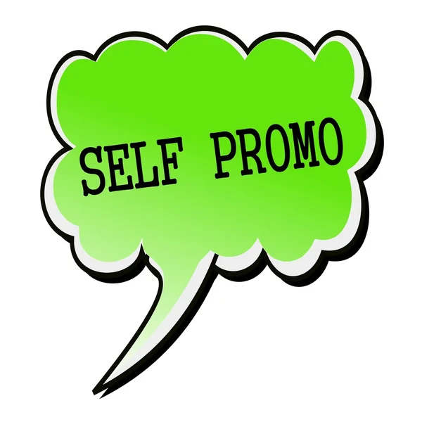 Текст чорної марки Self Promo на зеленій бульбашці — стокове фото