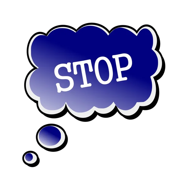 STOP texto de sello blanco en BlueBlack Speech Bubble —  Fotos de Stock