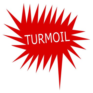 Turmoil white stamp text on red Speech Bubble clipart