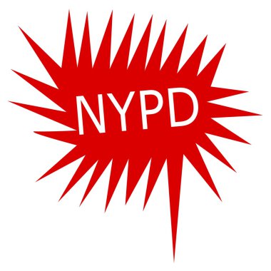 NYPD white stamp text on red Speech Bubble
