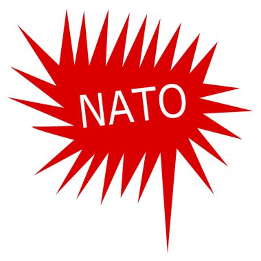 NATO white stamp text on red Speech Bubble