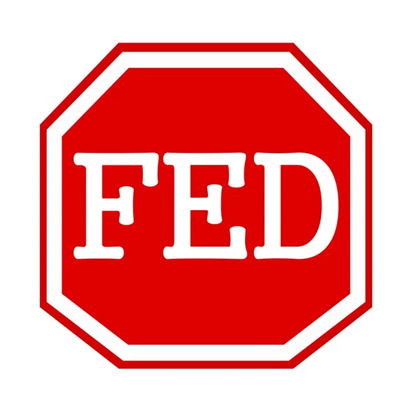 FED white stamp text on red octagon — Stockfoto