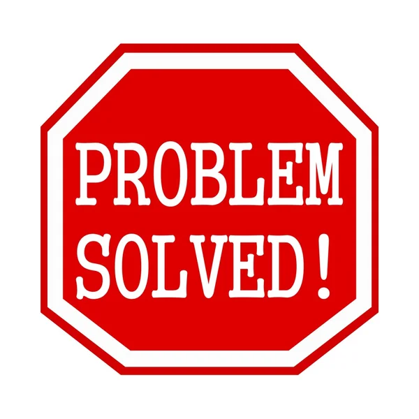 Problem solved white stamp text on red octagon — Stock fotografie