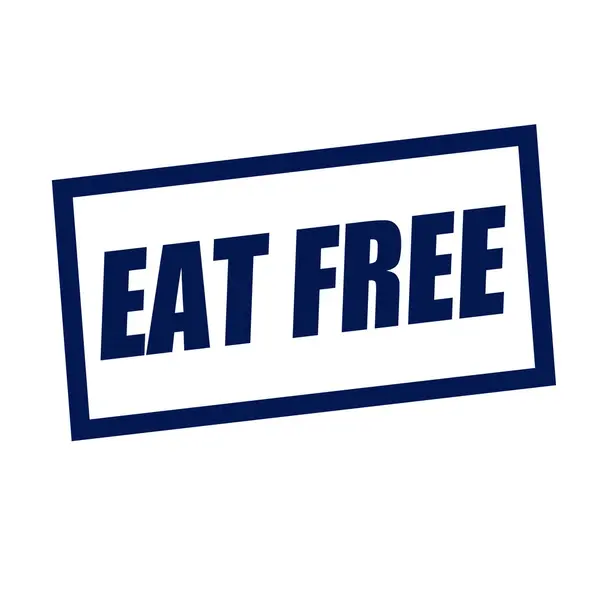 Mangiare gratis testo timbro blueblack su bianco — Foto Stock