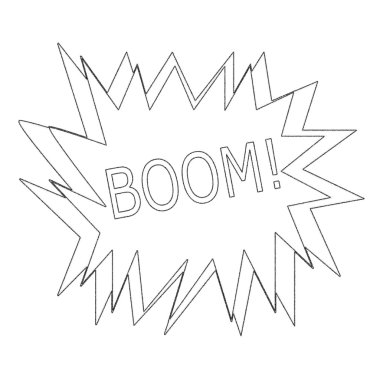 Boom tek renkli Damga metni üzerinde beyaz konuşma balonu