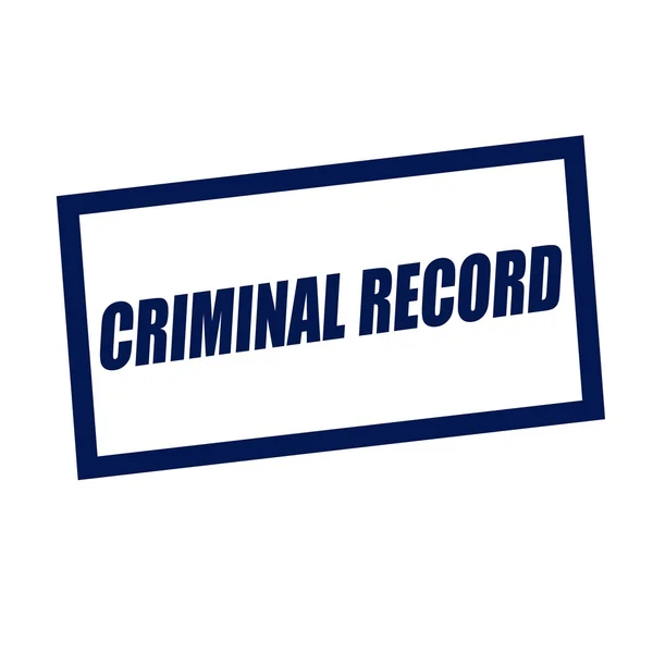 Εγκληματική ρεκόρ μπλε σκούρο σφραγίδα κειμένου σε λευκό — Φωτογραφία Αρχείου