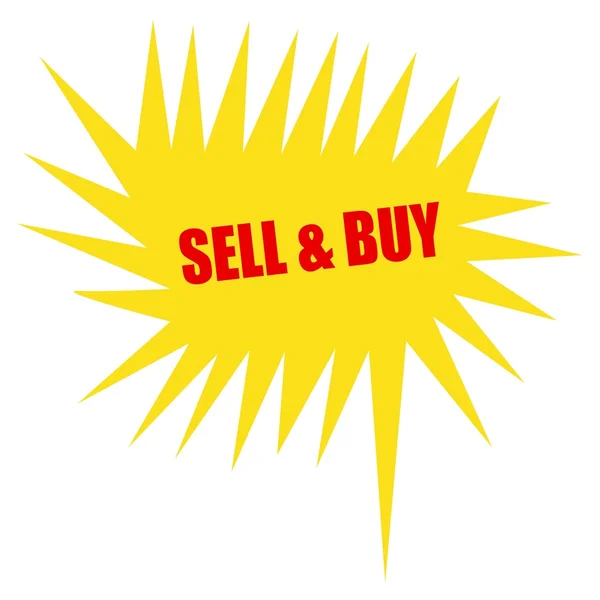 Sälja och köpa röd Stämpeltext på gul pratbubblan — Stockfoto
