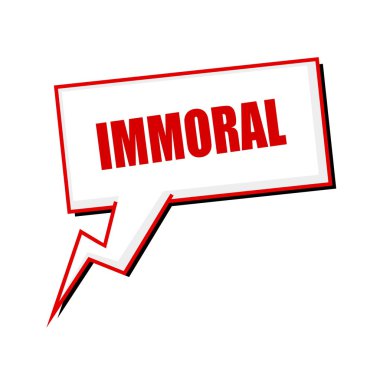 ahlaksız kırmızı damga metni üzerinde beyaz konuşma balonları