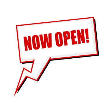 Şimdi kırmızı damga metni üzerinde beyaz konuşma balonları aç