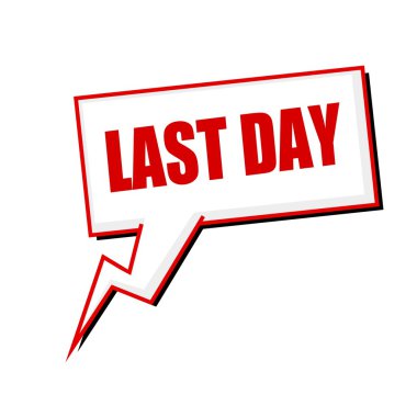 Geçen gün kırmızı damga metni üzerinde beyaz konuşma balonları