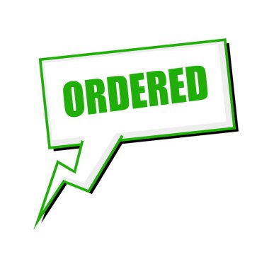 Yeşil damga metni beyaz konuşma balonları emretti