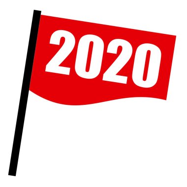 2020 beyaz pul metin üzerinde kırmızı bayrak