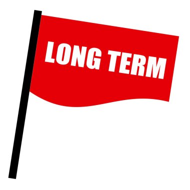 Uzun vadeli beyaz damga metni üzerinde kırmızı bayrak