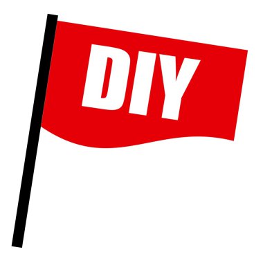 DIY beyaz damga metni üzerinde kırmızı bayrak