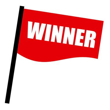 kazanan beyaz damga metni üzerinde kırmızı bayrak