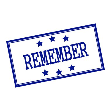 Mavi-Siyah damga metni arka plan beyaz ve yıldız üzerinde hatırlıyorum