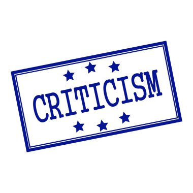 Eleştiri mavi-siyah damga metni arka plan beyaz ve yıldız