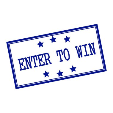 Arka plan beyaz ve yıldız üzerinde mavi-siyah damga metni girin kazanmak için