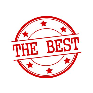 Beyaz arka plan ve yıldız üzerinde kırmızı daire üzerinde en iyi kırmızı damga metni