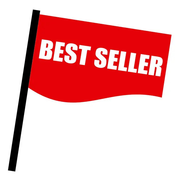Best seller texto selo branco na bandeira vermelha — Fotografia de Stock