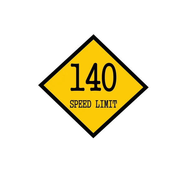 Ograniczenie prędkości 140 czarny znaczek tekstu na tle żółty — Zdjęcie stockowe