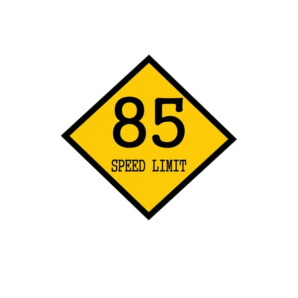 Ograniczenie prędkości 85 czarny znaczek tekstu na tle żółty — Zdjęcie stockowe