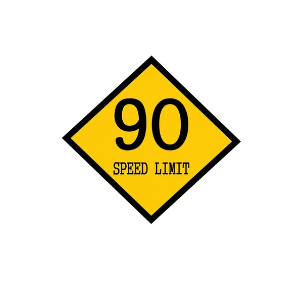 Límite de velocidad 90 texto de sello negro sobre fondo amarillo —  Fotos de Stock