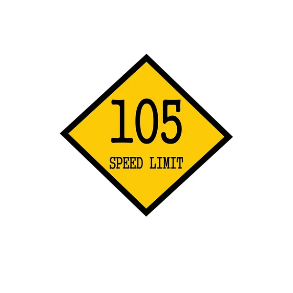 Limite de vitesse 105 timbre noir texte sur fond jaune — Photo