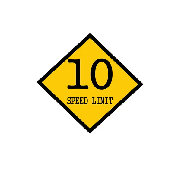 Limite de vitesse 10 timbre noir texte sur fond jaune — Photo