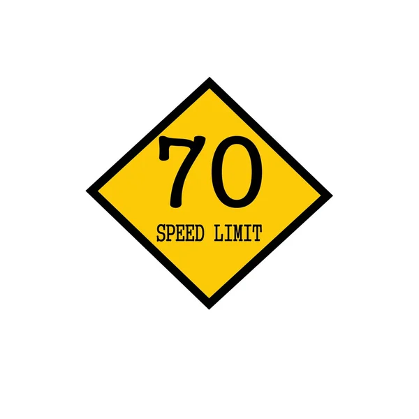 Ograniczenie prędkości 70 czarny znaczek tekstu na tle żółty — Zdjęcie stockowe