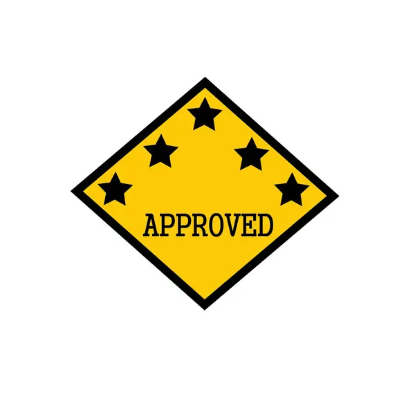 Approved black stamp text on background yellow and star — Stock Photo, Image