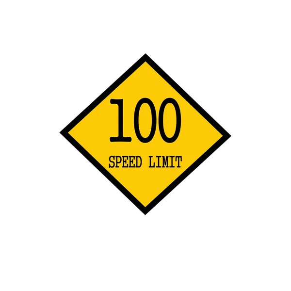 Ograniczenie prędkości 100 czarny znaczek tekstu na tle żółty — Zdjęcie stockowe