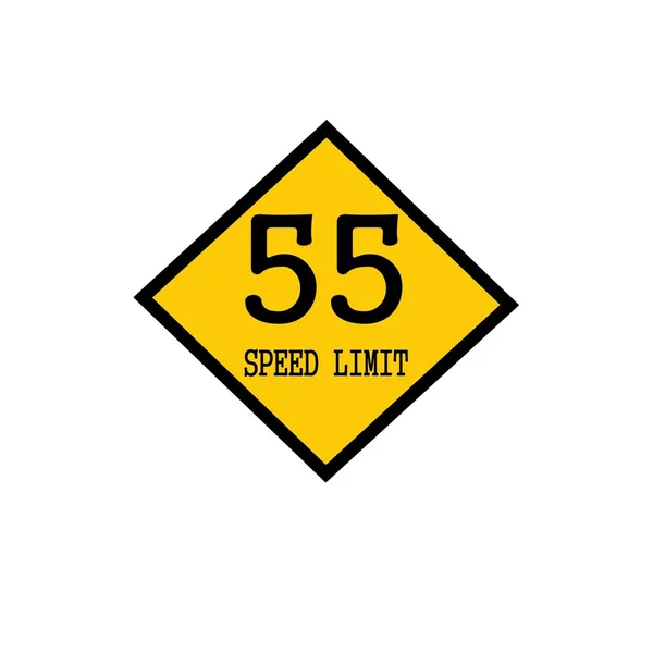 Ograniczenie prędkości 55 czarny znaczek tekstu na tle żółty — Zdjęcie stockowe