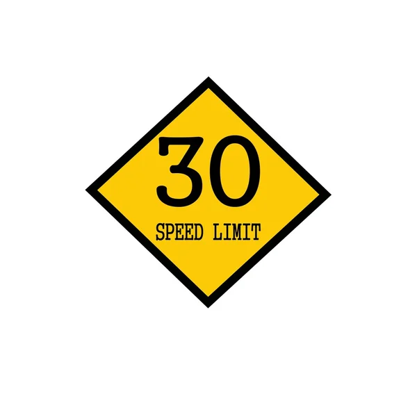 Limite de vitesse 30 timbres noir texte sur fond jaune — Photo