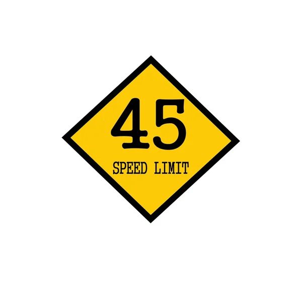 Ograniczenie prędkości 45 czarny znaczek tekstu na tle żółty — Zdjęcie stockowe