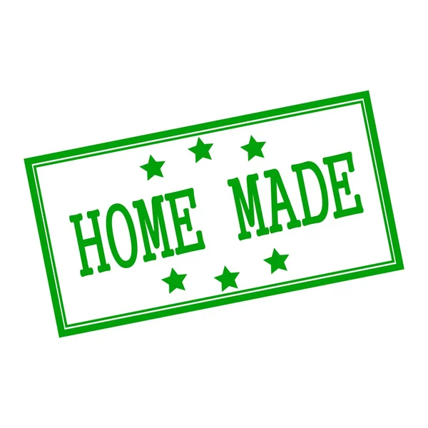 Home Made groen stempel tekst op achtergrond wit en sterren — Stockfoto