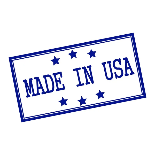 Made In Usa blauw-zwarte stempel tekst op achtergrond wit en sterren — Stockfoto