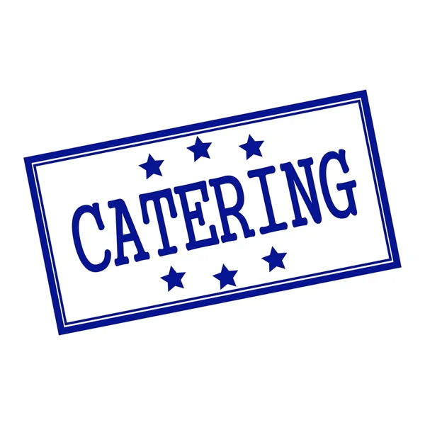 Catering blue-black  stamp text on background white and star — Stock Photo, Image