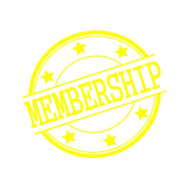 Membership yellow stamp text on yellow circle on a white background and star