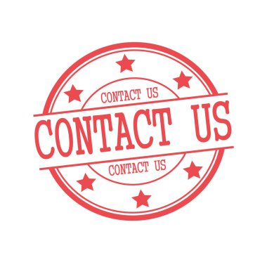 Kırmızı damga metni bir beyaz arka plan ve yıldız üzerinde kırmızı daire üzerinde iletişim