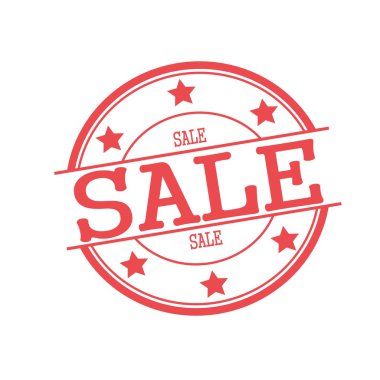 Satılık kırmızı damga metni üzerinde beyaz arka plan ve yıldız üzerinde kırmızı daire