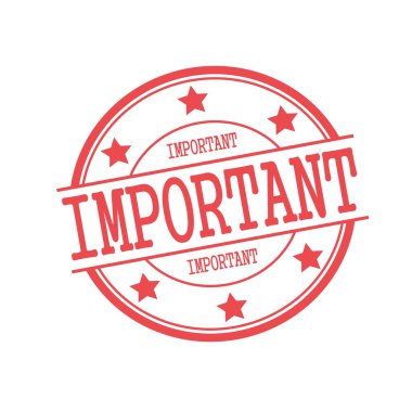 Önemli kırmızı damga metni üzerinde beyaz arka plan ve yıldız üzerinde kırmızı daire