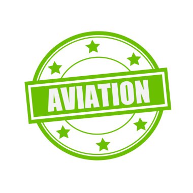 Havacılık beyaz damga metni daire yeşil arka plan ve yıldız
