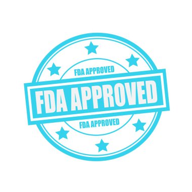 FDA onaylı beyaz damga metni daire mavi arka plan ve yıldız
