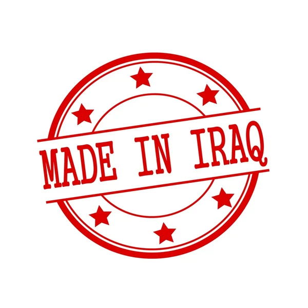 Made in Iraq  red stamp text on red circle on a white background and star — Stockfoto