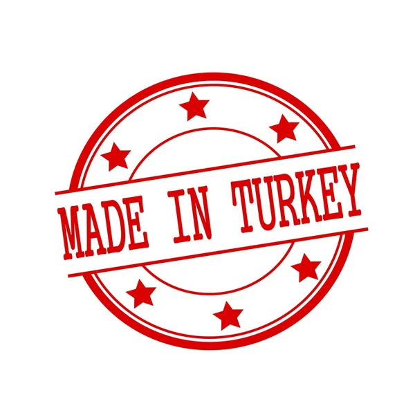 Made in Turkey red stamp text on red circle on a white background and star — Stockfoto