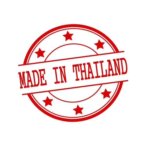 Made in Thailand timbro rosso testo su cerchio rosso su sfondo bianco e stella — Foto Stock